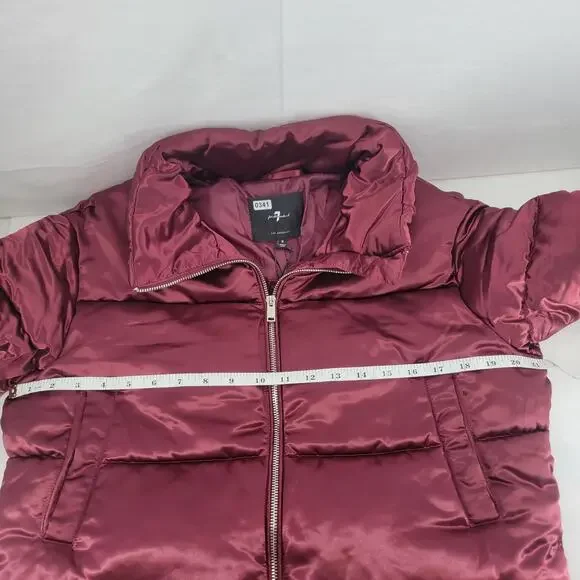 7 For All Mankind Women's Lined Puffer Jacket Coat Red  Small New - Picture 8 of 11